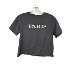 Gold Rush Black Paris Cropped Top T Shirt XS Cotton